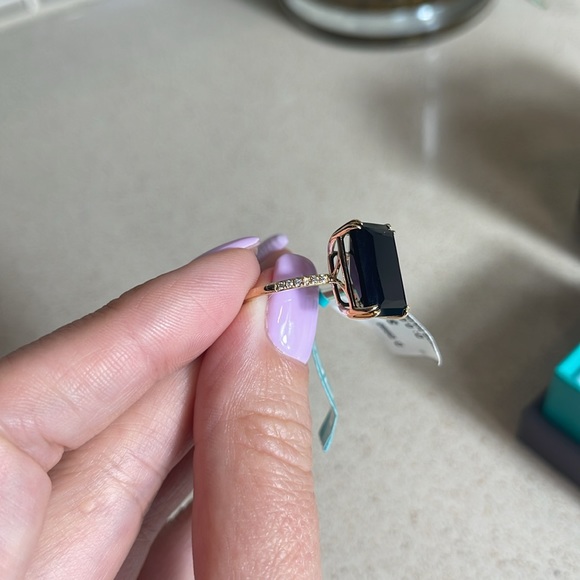 $1,595 New Authentic EFFY 14K Yellow Gold, Onyx & Diamond Ring size 7 - Picture 7 of 17